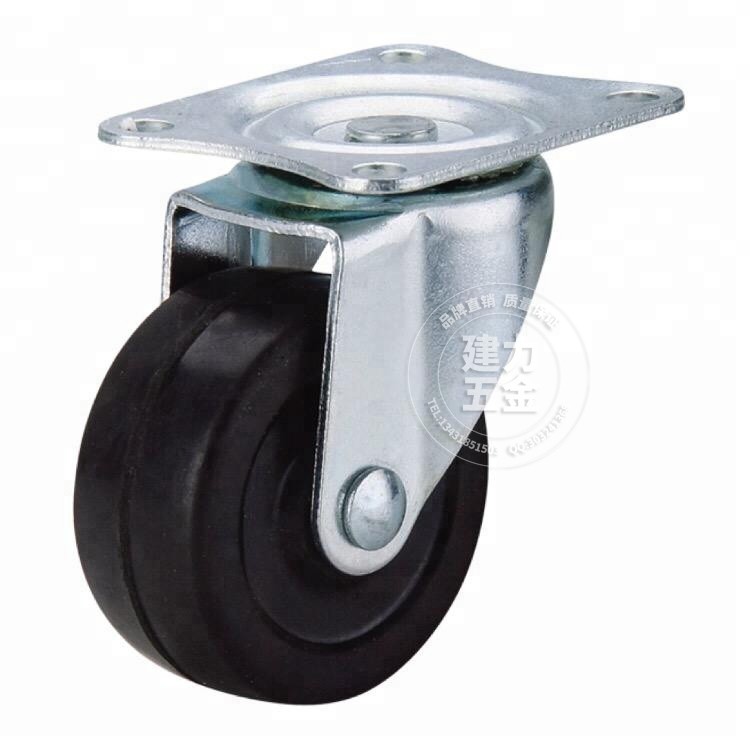 2-inch furniture fixed universal caster black rubber wheel industrial side brake mute tea table storage rack cabinet hanger