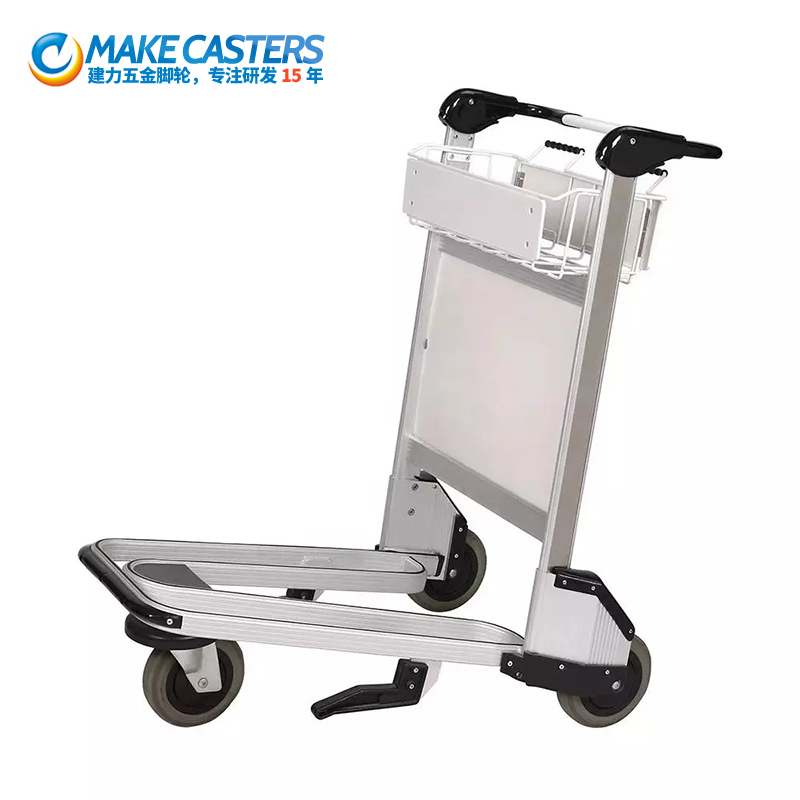 Aluminum alloy luggage airport trolley three-wheel round handle with brakes quiet noise-free casters high-speed train station