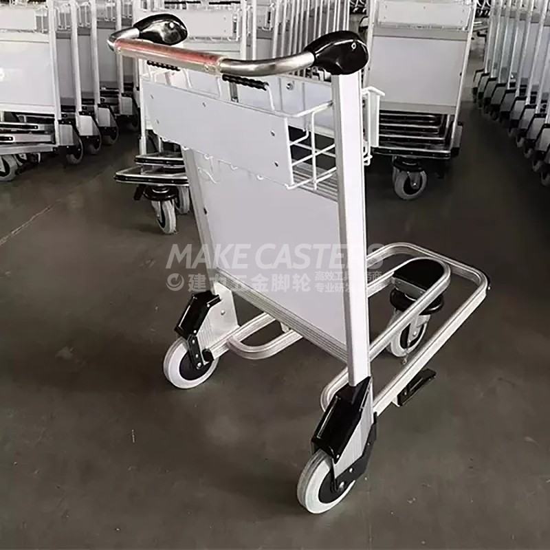 Aluminum alloy luggage airport trolley three-wheel round handle with brakes quiet noise-free casters high-speed train station