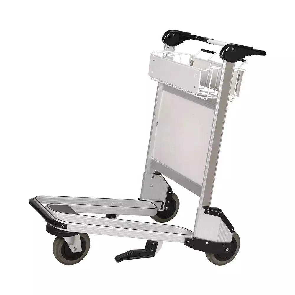 Aluminum alloy luggage airport trolley three-wheel round handle with brakes quiet noise-free casters high-speed train station