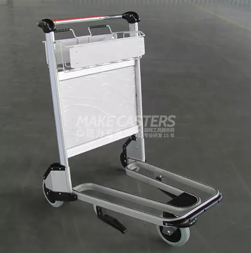 Aluminum alloy luggage airport trolley three-wheel round handle with brakes quiet noise-free casters high-speed train station