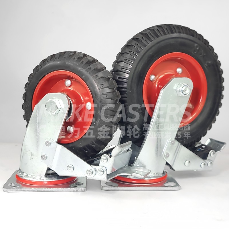 Chinese Caster Wheel Manufacturer Heavy Duty Trolley Wheels 8 inch 6 inch Soild Rubber On Metal Hub Hotel Catster Double Bearing