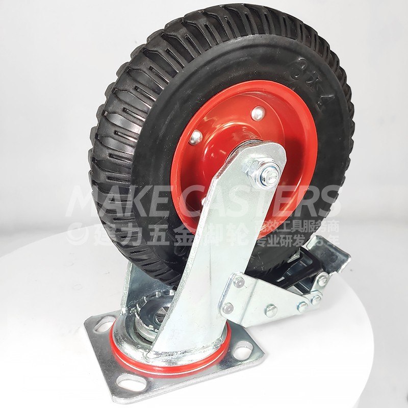 Chinese Caster Wheel Manufacturer Heavy Duty Trolley Wheels 8 inch 6 inch Soild Rubber On Metal Hub Hotel Catster Double Bearing