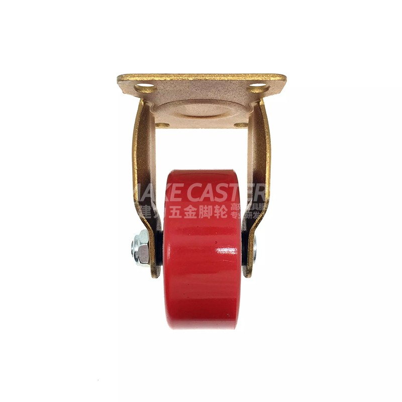 3 inch iron core red PU gold plated zinc fixed furniture casters movable universal tool box flat bottom cart storage cage