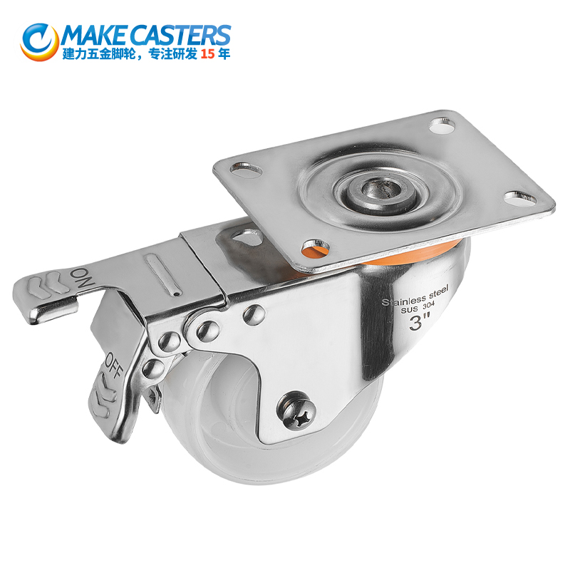 European stainless steel PA casters 304 / 316 stainless steel Huizhou casters supply high-quality movable brake casters