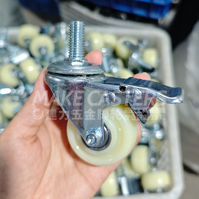 Hot Sale Gray PP Small Casters Wheels Swivel Brake Threaded Castors 1.5