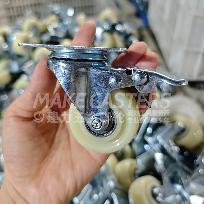 Hot Sale Gray PP Small Casters Wheels Swivel Brake Threaded Castors 1.5