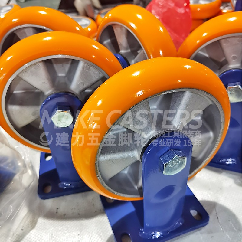 Heavy Duty Casters Aluminum Core PU Caster Wheels Swivel Brake Cart Industrial 4