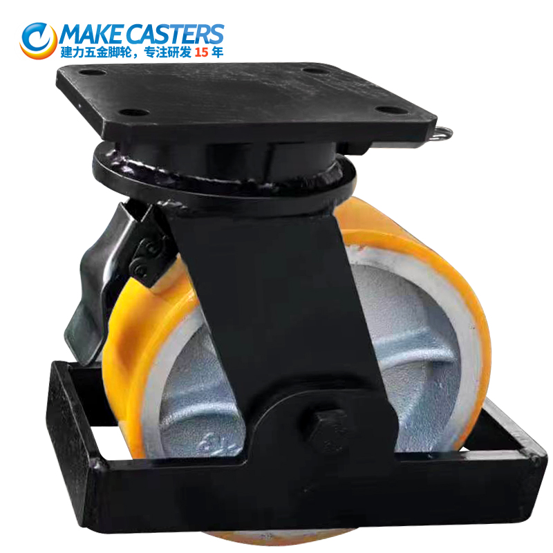 Heavy Duty Caster Wheels Swivel Locking Industrial 6 8 10 12 inch Metal Cast Iron Nylon Shipping Container Twin Wheel Casters With Toe Guard - 副本