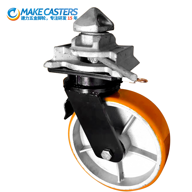 Heavy Duty Caster Wheels Swivel Locking Industrial 6 8 10 12 inch Metal Cast Iron Nylon Shipping Container Twin Wheel Casters Iron Core PU