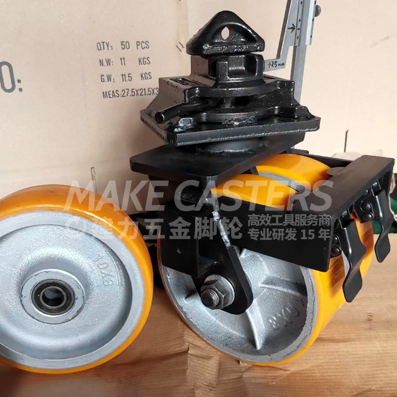 Heavy Duty Caster Wheels Swivel Locking Industrial 6 8 10 12 inch Metal Cast Iron Nylon Shipping Container Twin Wheel Casters