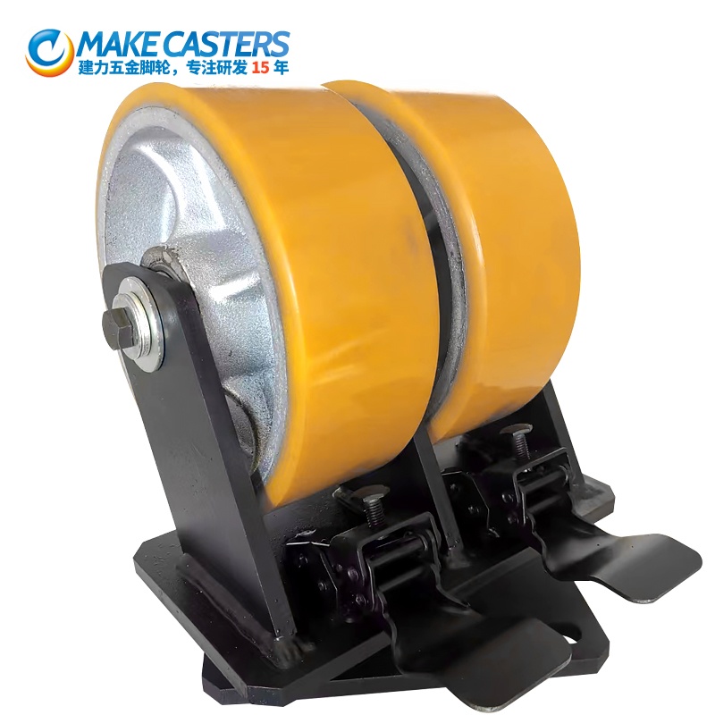 Heavy Duty Caster Wheels Swivel Locking Industrial 6 8 10 12 inch Metal Cast Iron Nylon Shipping Container Twin Wheel Casters yellow
