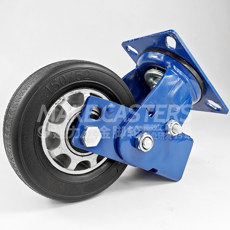 Heavy Duty Casters 5 6 8 Inch Casters Wheel Swivel Brake Industrial Shock Absorbing Rubber Absorber Spring Retractable Caster