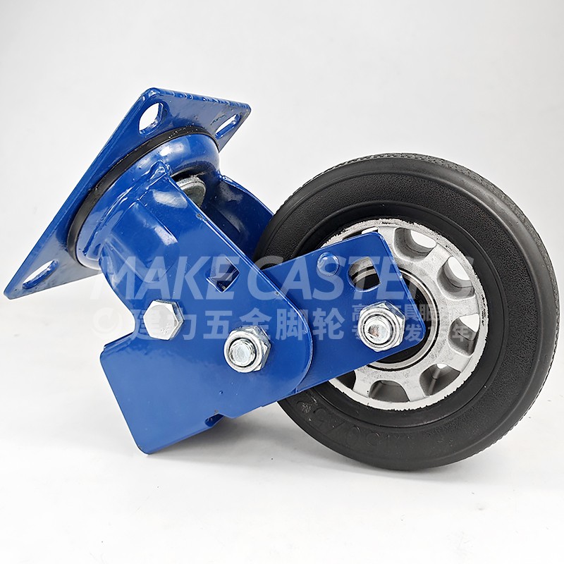 Heavy Duty Casters 5 6 8 Inch Casters Wheel Swivel Brake Industrial Shock Absorbing Rubber Absorber Spring Retractable Caster