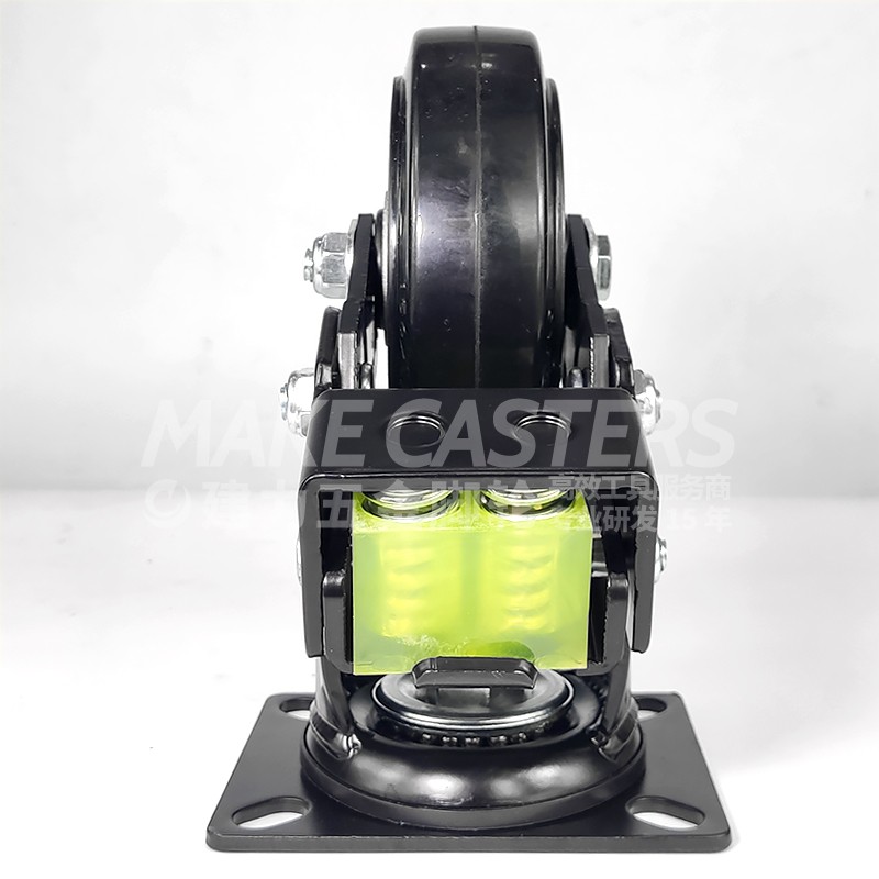 Heavy Duty Casters 6 Inch Plate High Quality Caster Wheel With Brakes Industrial Shock Absorbing Black Rubber retractable caster