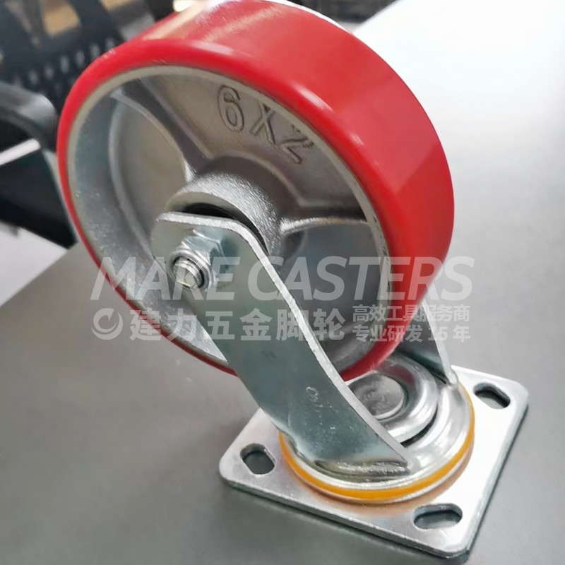 Heavy Duty Casters Wheels Iron Core PU Red Load Castors Industrial Swivel 4