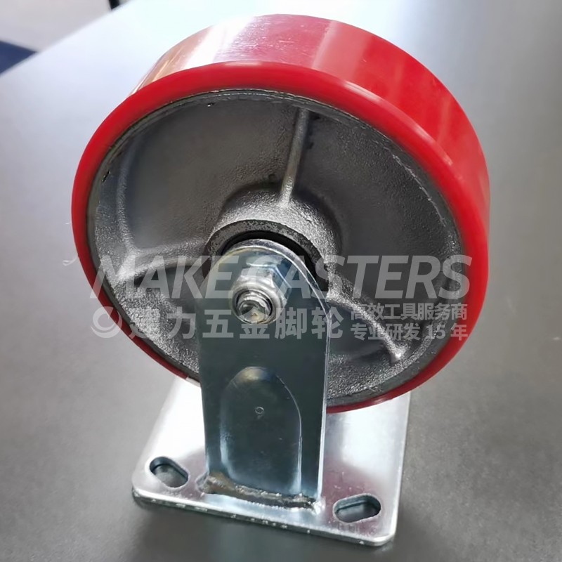 Heavy Duty Casters Wheels Iron Core PU Red Load Castors Industrial Swivel 4