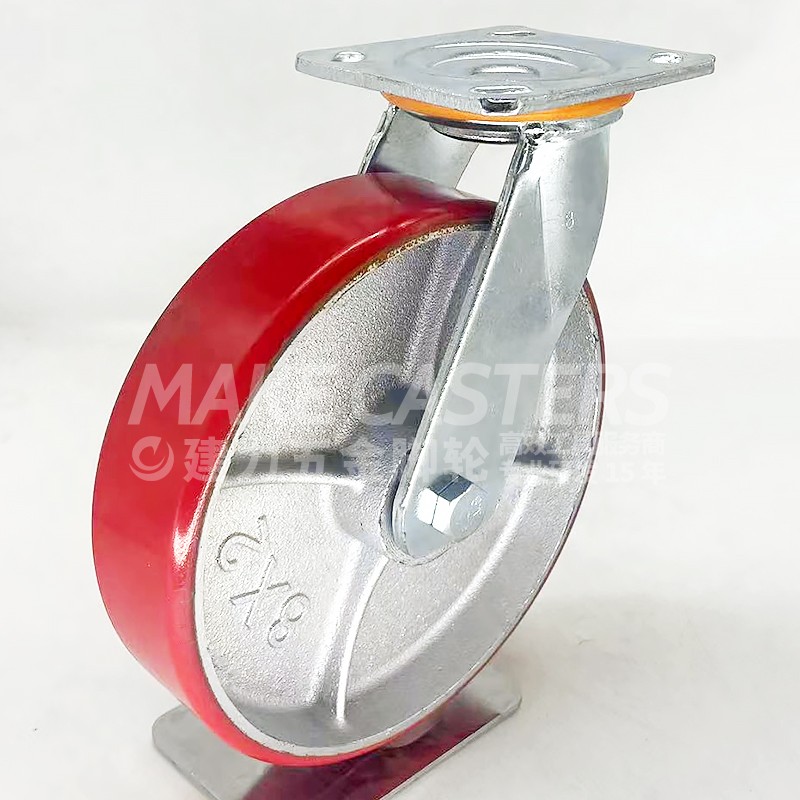 Heavy Duty Casters Wheels Iron Core PU Red Load Castors Industrial Swivel 4