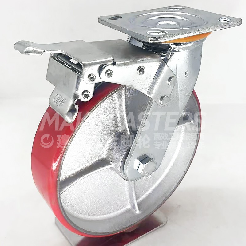 Heavy Duty Casters Wheels Iron Core PU Red Load Castors Industrial Swivel 4