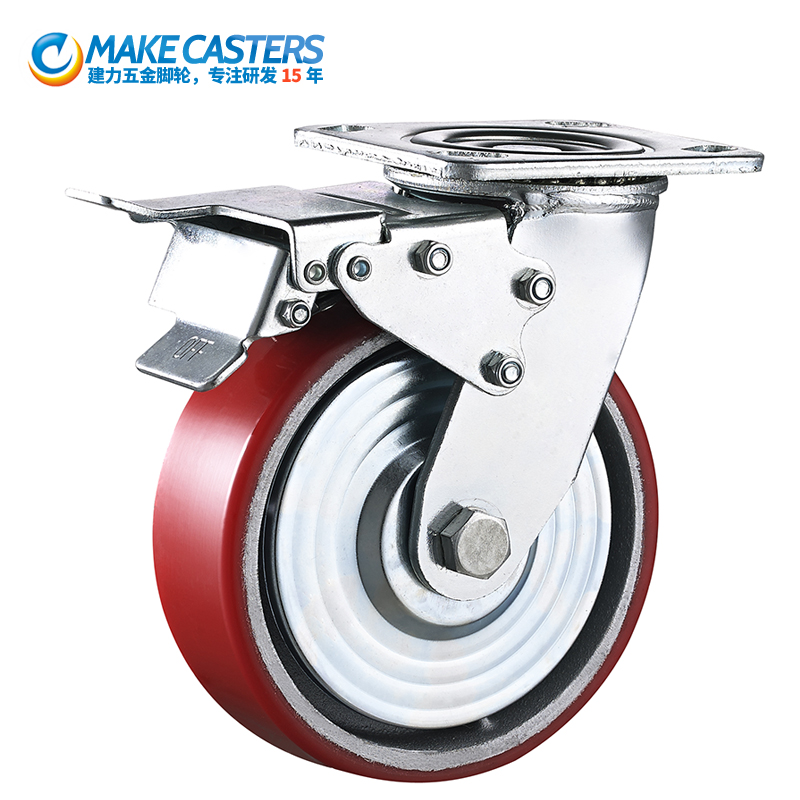 Heavy Duty Double Ball/Roller bearing Iron Core PU caster