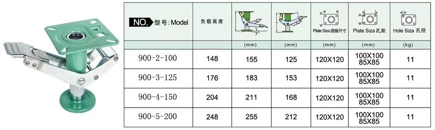 Top height 5-inch heavy Japanese caster ground brake 4-inch high lifting 6-inch adjustable 8-inch anti-skid support frame jack