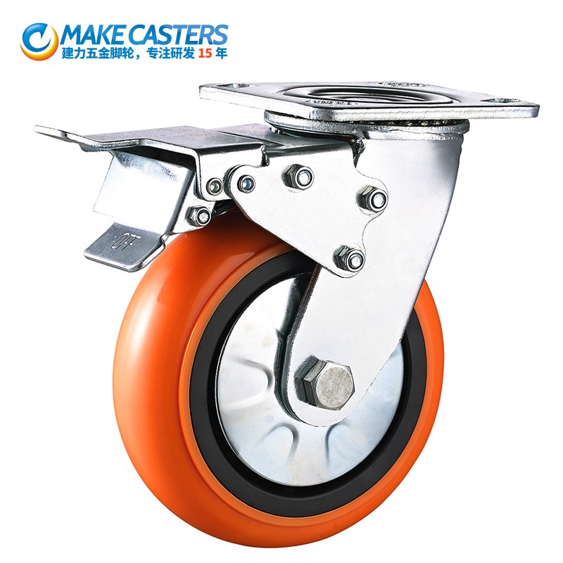 Heavy duty double ball bearing PP caster orange