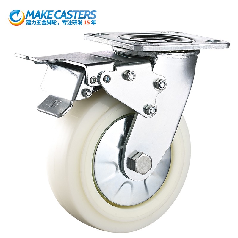 Heavy duty double ball bearing PP caster white