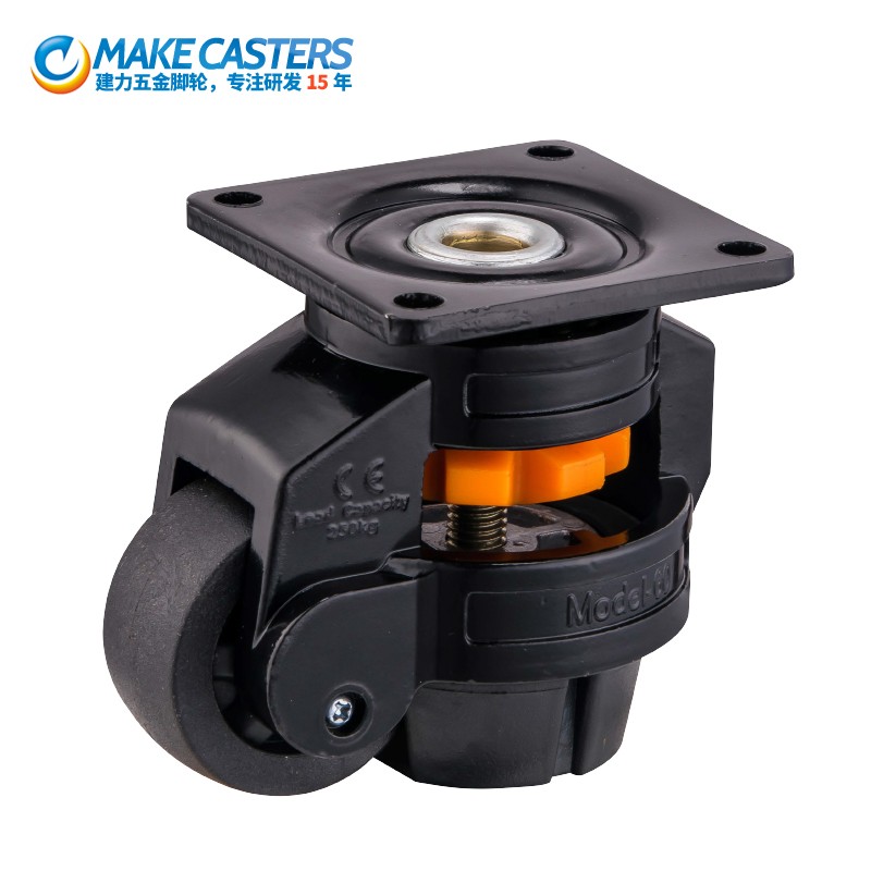 Heavy duty horizontal adjustment casters Black Swivel brake adjustable leveler casters