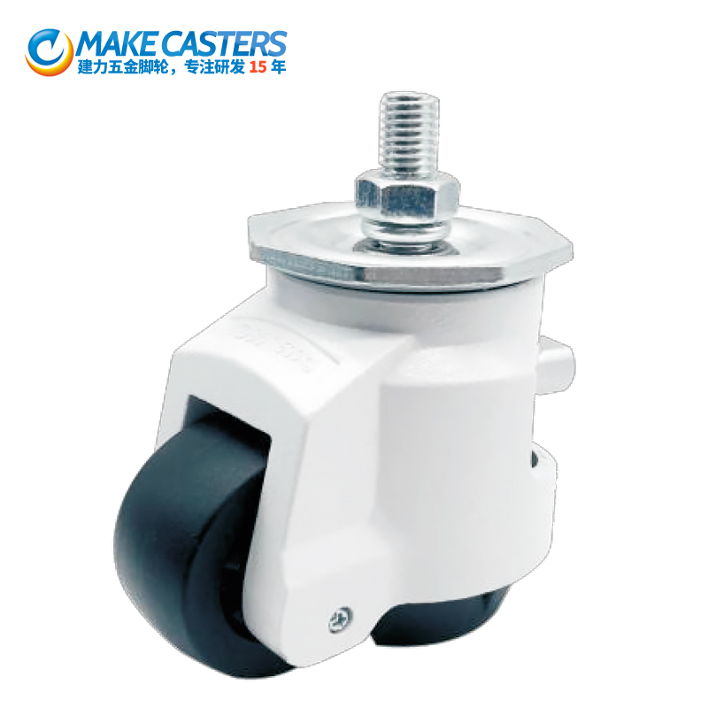 Heavy duty horizontal adjustment casters White thread stem Swivel brake adjustable leveler casters