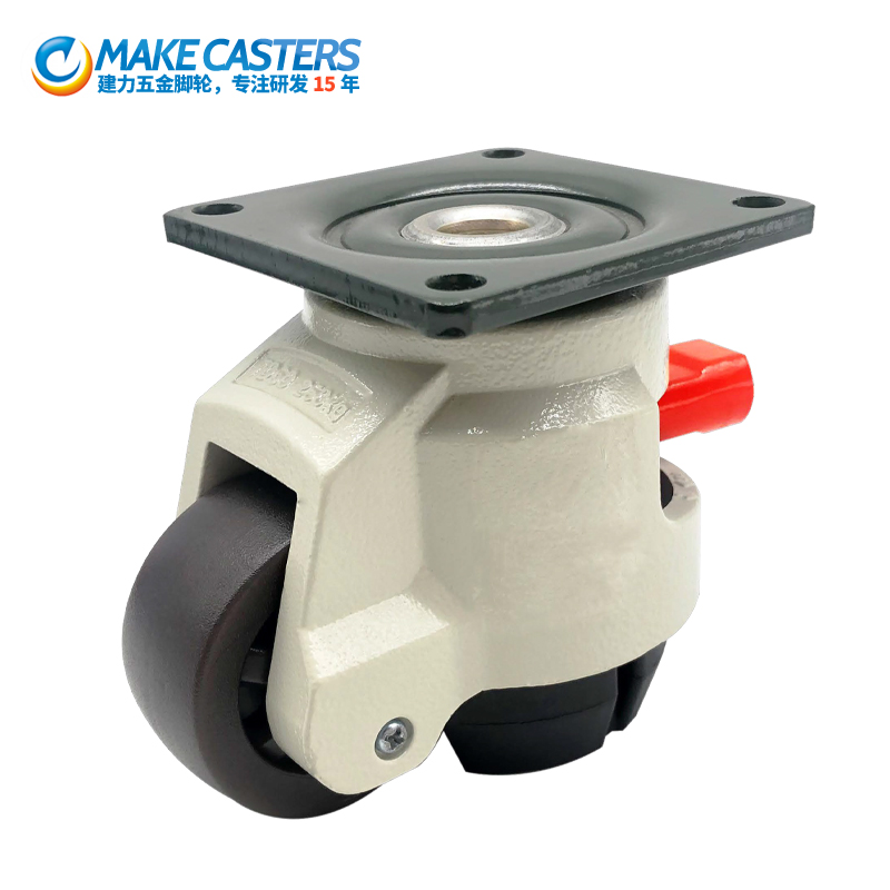 Heavy duty horizontal adjustment casters Yellow Swivel brake adjustable leveler casters