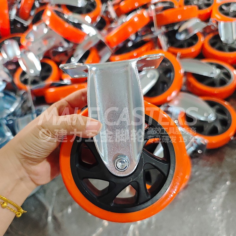 Hot Sale Orange PP Medium Duty Casters Wheels Swivel Brake PVC Castors 1.5