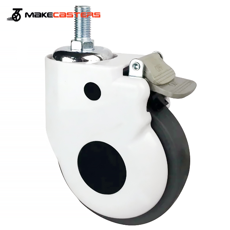 Medium Duty Caster Wheel Medical Casters Hospital Bed Caster Twin 3 4 5 inch Top Plate PU Machine Swivel TPR Treated Stem