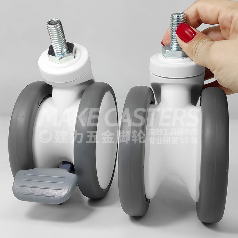 Medium Duty Caster Medical Casters Mute Hospital Bed Swivel Caster Wheels Treated Stem 2.5