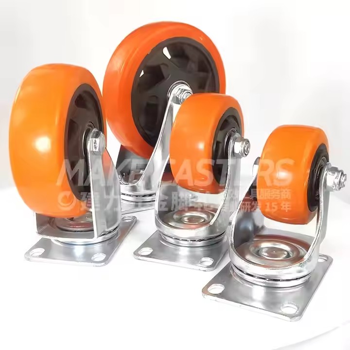 Orange Zinc Plated Caster Wheel with Brake Chair Caster Medium Duty Caster PVC PP 2.5 3 4 5 Inch for furniture trolley wheel