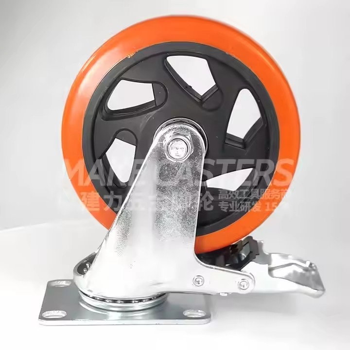 Orange Zinc Plated Caster Wheel with Brake Chair Caster Medium Duty Caster PVC PP 2.5 3 4 5 Inch for furniture trolley wheel