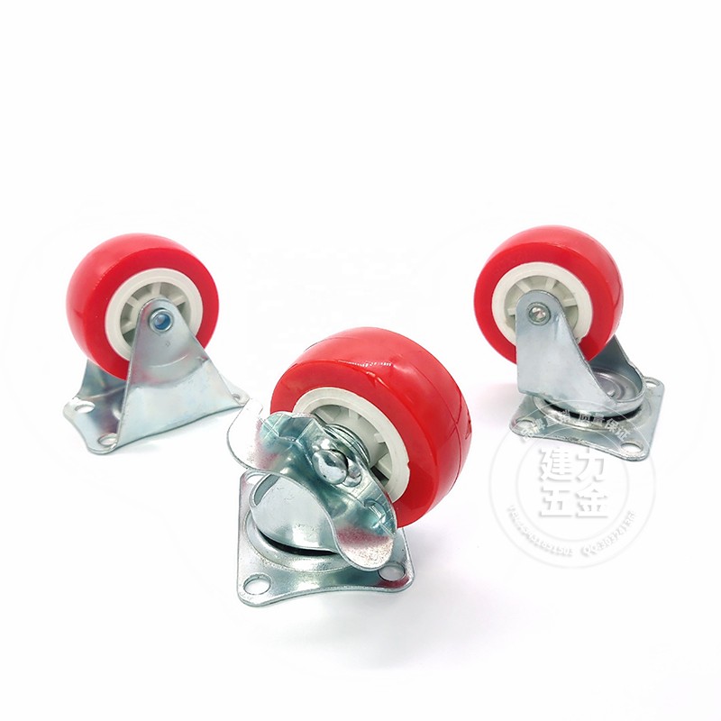 Red 1.5 with brake 2 furniture casters 2.5 PP fixed universal machine flowerpot cabinet drawer bottom plate small pulley