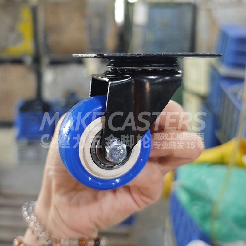 Roda Caster Rem 1.5 inch 2 Inch Roda Troli Etalase 50 mm Blue Biru Mati Rem Trolley Troli Wheel