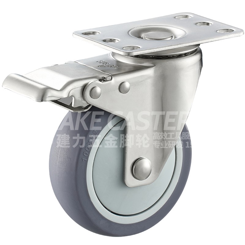 Stainless Steel Caster Wheel Swivel Screw Stem TPR Medium Duty Hospital Medical Trolley Furniture Tools SUS 304 316 3