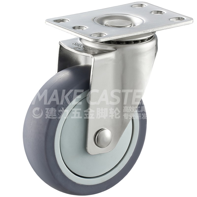 Stainless Steel Caster Wheel Swivel Screw Stem TPR Medium Duty Hospital Medical Trolley Furniture Tools SUS 304 316 3