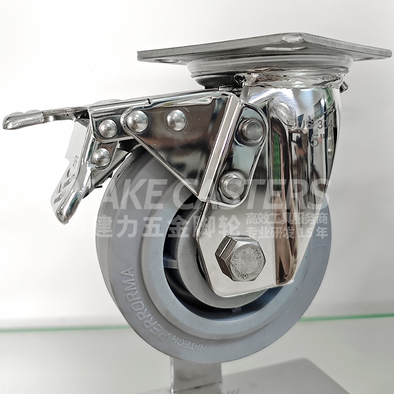 Stainless Steel Casters Wheels Swivel Brake Hotel Trolley TPR Heavy Duty SUS 304 316 4