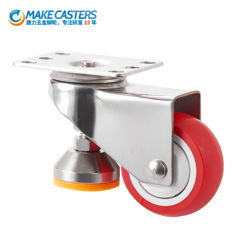 Stainless Steel PU Wheel Casters swivel wheels with horizontally adjustable casters