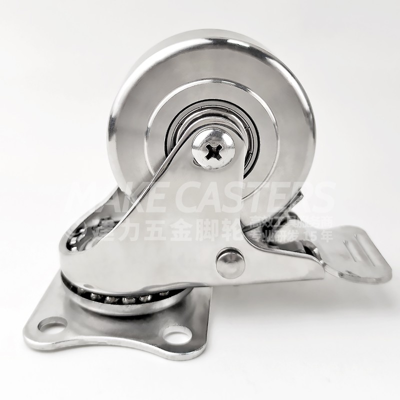 Total Stainless Steel SUS 304 316 Swivel Brake Kitchen Caster Wheel 1.5