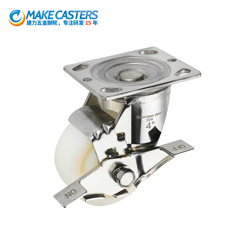 Jianli stainless steel 304 / 316 heavy PA movable fixed side brake Caster Factory in China