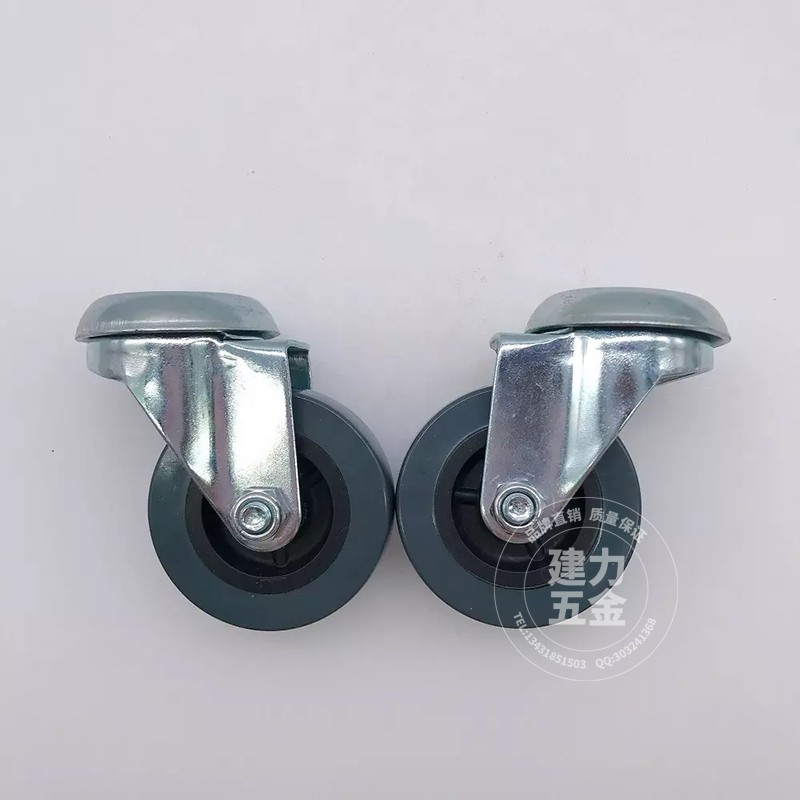 Top hole PVC Gray 2 inch caster plastic PVC tool accessories furniture screw universal brake pulley equipment