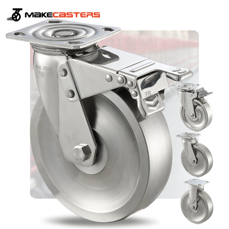 Total All Stainless Steel Casters Wheels SS Swivel With Brake Trolley Heavy Duty SUS 304 316 4