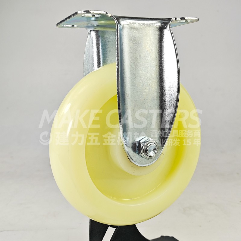 Yellow Caster Wheel Plated Casters PP Polypropylene Swivel With Brake Plate Screw 1.5