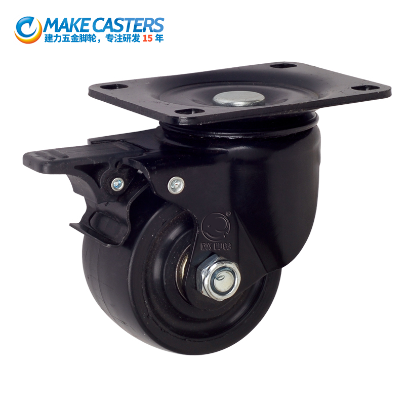 3-inch black PP super high load-bearing low center of gravity fixed universal trolley caster heavy-duty nylon cowboy wheel machinery