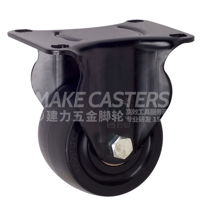 3-inch black PP super high load-bearing low center of gravity fixed universal trolley caster heavy-duty nylon cowboy wheel machinery