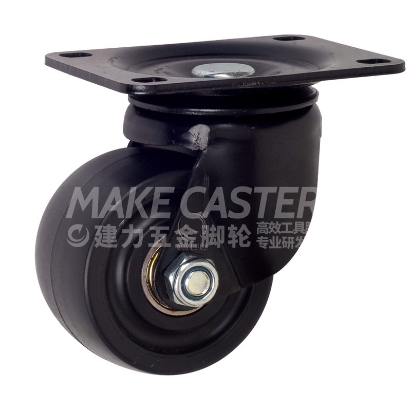 3-inch black PP super high load-bearing low center of gravity fixed universal trolley caster heavy-duty nylon cowboy wheel machinery