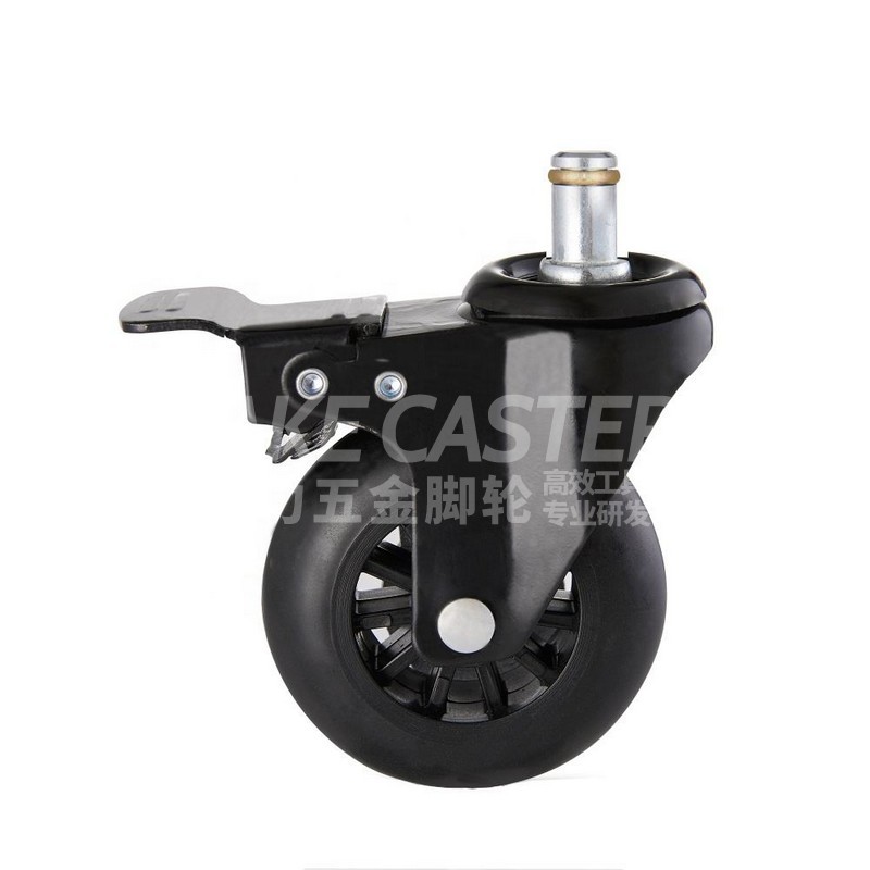 3-inch detachable nylon chair foot wheel with solid rod fixed universal belt brake black mute